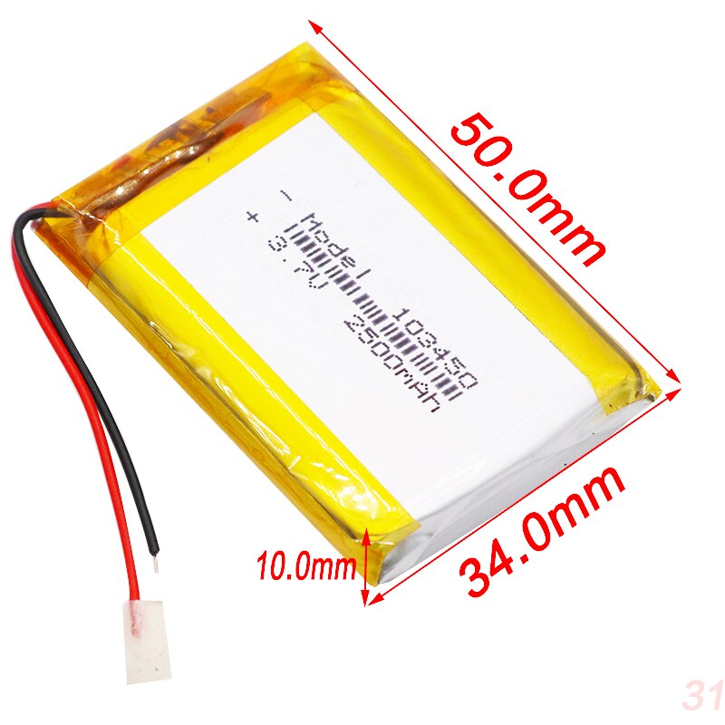 103450 3.7V 2500Mah Lipo Lithium Polymeer Oplaadbare Batterij Voor Gps Navigator Gps MP5 Bluetooth Speaker Headset E-book Camera