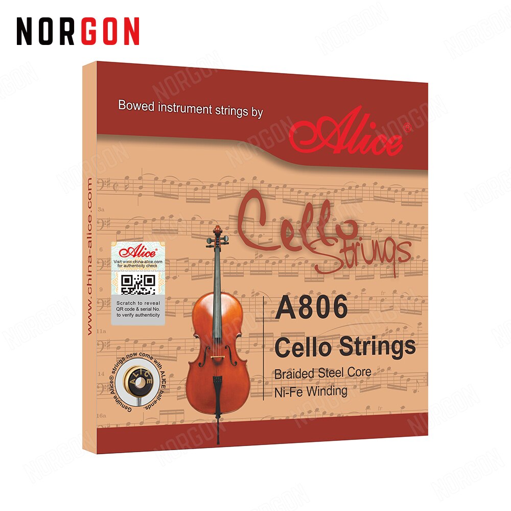Alice A806 Cello Snaren Gestrand Viool Accessoires Nikkel Ni-Fe Chroom Wound Steel Core Vernikkeld 4/4