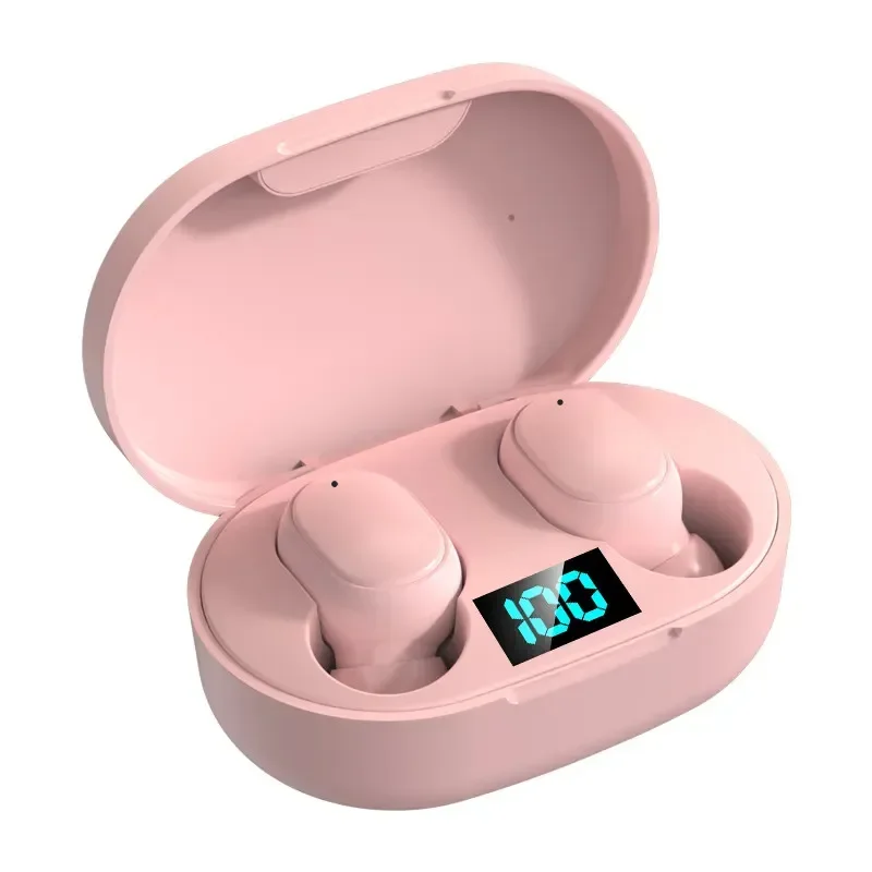 E6S TWS Bluetooth Earphones Wireless Bluetooth Headset Noise Cancelling Headsets With Microphone Headphones For Xiaomi Redmi: Pink