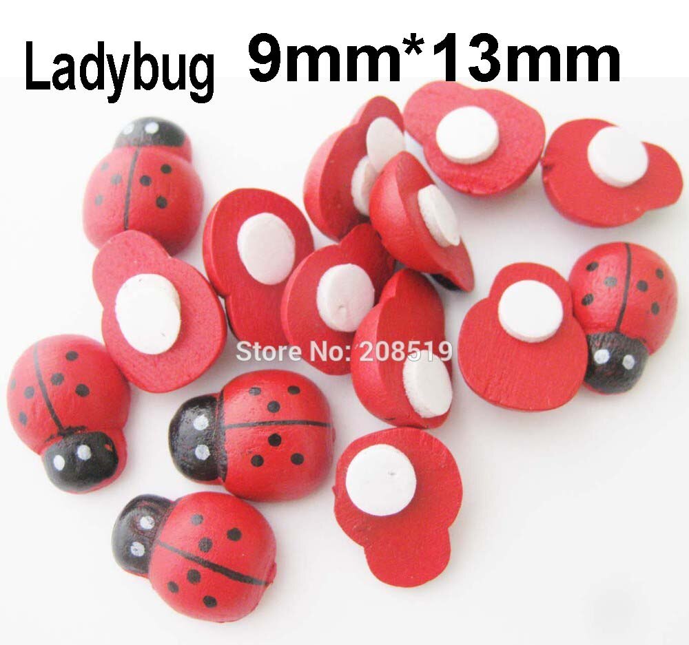WBNAEG DIY glued flatback ladybug wood embellishment 150pcs multisizes handmade craft supplies: ladybug 9 by 13