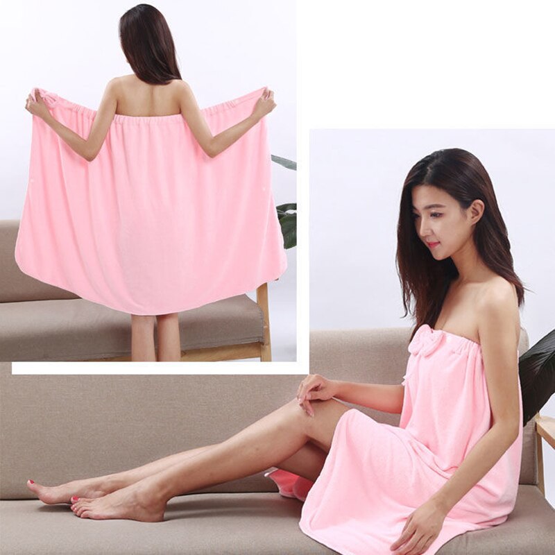 Solid Color Microfiber Quick-Drying Women Soft Bath Towel Absorbent Breathable Bathrobe Shower Washcloth for Bathroom Beach: 01 pink