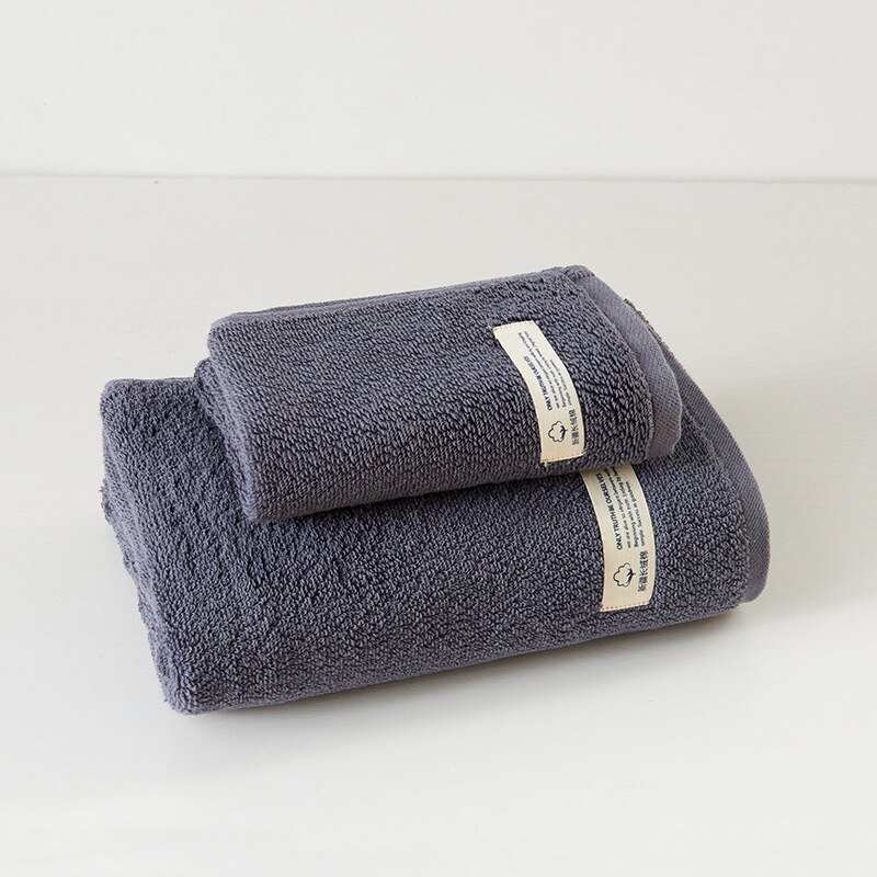 2pcs towel set grey face towel+bath towel cotton solid blue pink milk white 70*140cm beach toalla for home hotel полотенце: lanhui