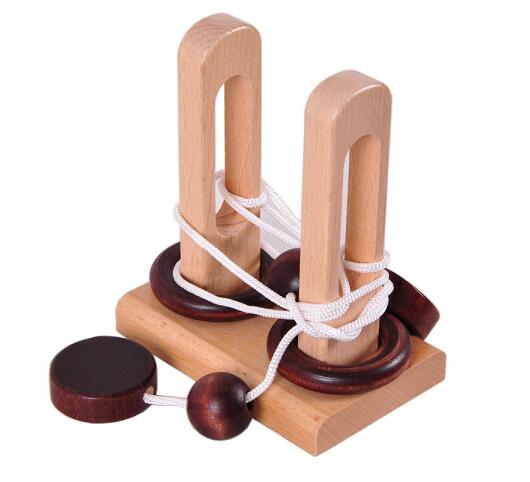Desk Novelty 3D Wooden Rope Loop Puzzle IQ Mind String Brain teaser Game for Adults Kids: Model 5