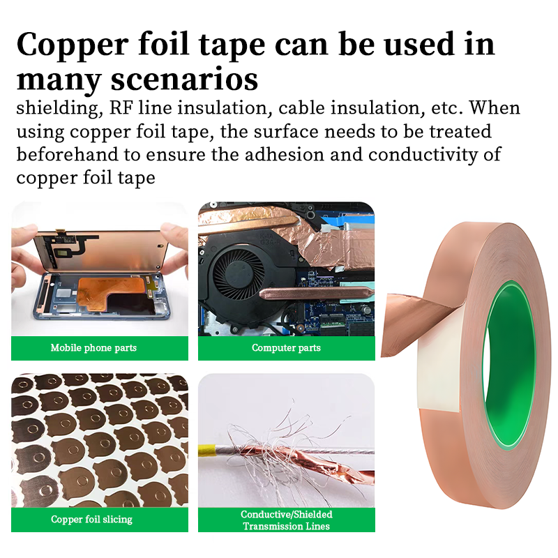 Cinta de lámina de cobre DIY con adhesivo conductor de doble cara, cinta adhesiva de reparación antiestática EMIA, cintas de reparación eléctrica de circuito