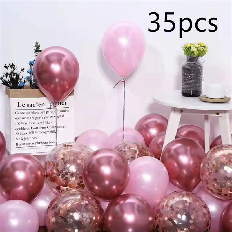 16pcs Black Metallic Sequin Balloons for Birthday Wedding Graduation Party Balloon Decoration: Pink