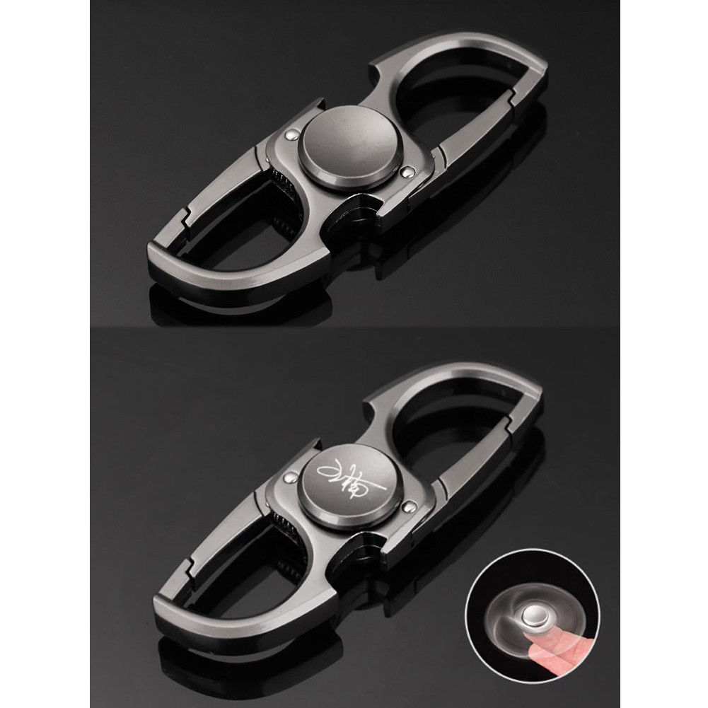 1 stk flaskeåbner nøglering fidget spinner med 2 alu nøgleringe til mænd kvinder nøglering flaskeåbner holdbar: 1 stk sort