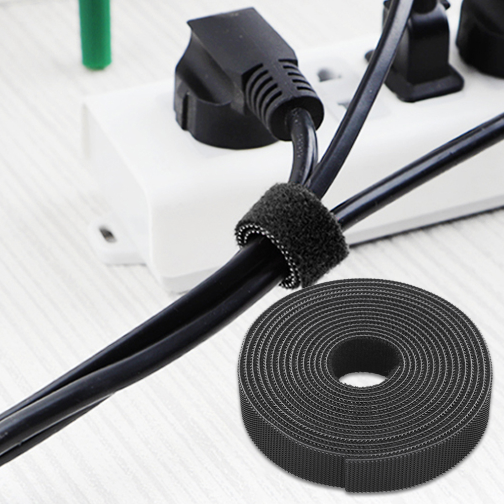 1-Roll Reusable Fastening Wire Organizer Cable Ties Cord Rope Cable Management Hook &amp; Loop Nylon Fastening Tape Cable Straps