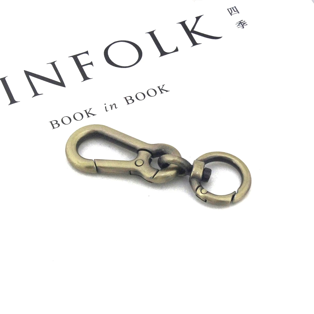 1Pc Karabijnhaak Metalen Draaibare Ooghaak Veerpoort Trigger Clips Voor Lederen Handwerk Riem Riem Webbing Sleutelhanger Haken: Antique Zinc