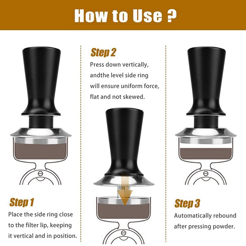 Calibrated Espresso Tamper Coffee Tamper With Spring Loaded Tamper Tool Powder Press With Flat Stainless Steel Base
