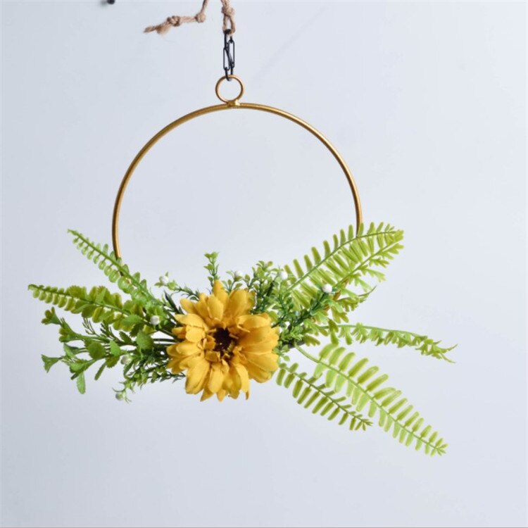 Guld jern metal ring krans krans blomsterkrans bryllup dekoration brud blomster bøjle indretning bondehus dør vægdekoration: B9