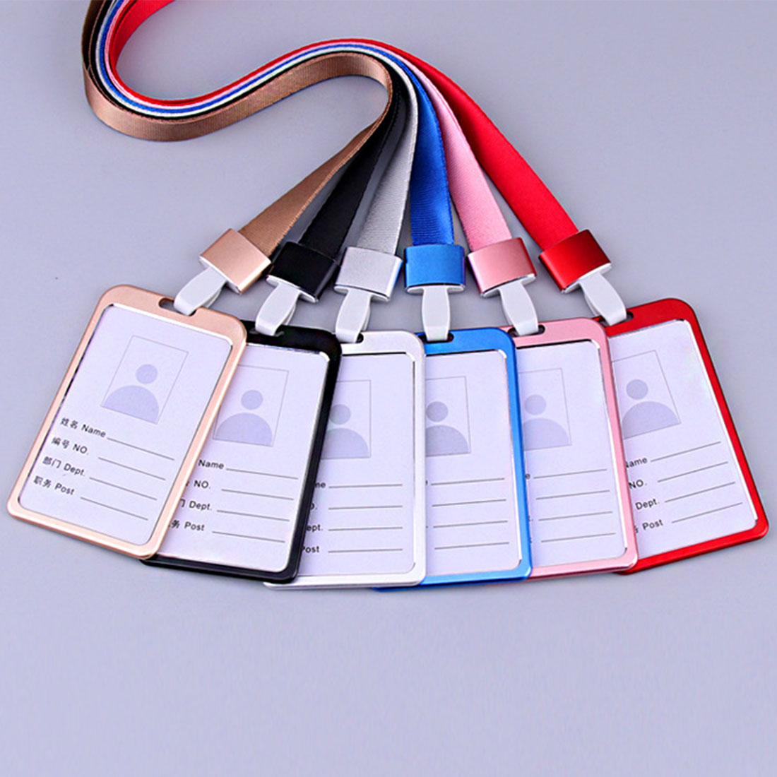 Aluminum Alloy Metal Vertical ID Badge Holder Bank Credit Card Bus Cards Case Cover Holders With Lanyard