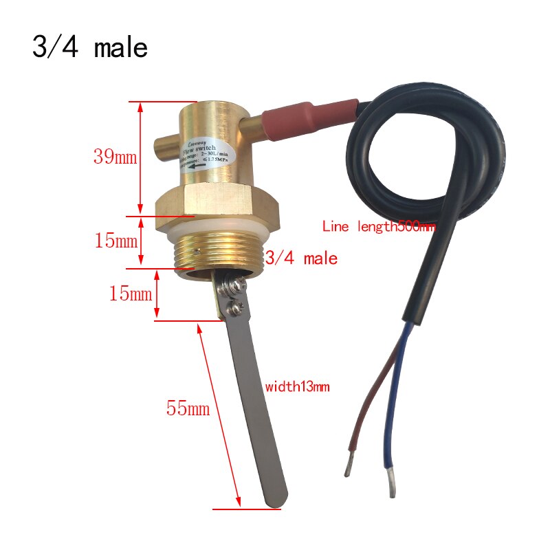 water flow sensor switch water flow meter flowmeter water flow paddle switch circuit protection switch male female 1/2 3/4