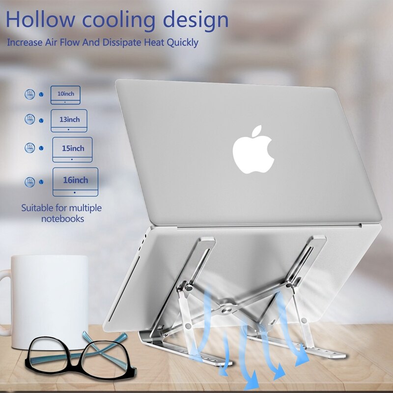 Portable Laptop Stand Aluminium Foldable Notebook Stand For Macbook Pro Adjustable Laptop Holder Base Vertical Notebook Support
