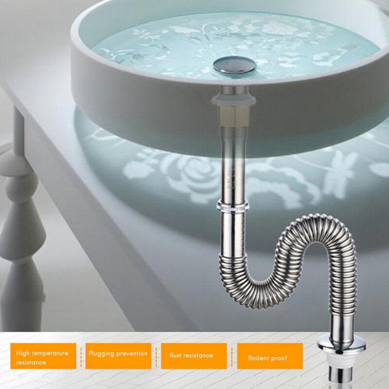 Stainless Steel Kitchen Sink Drain Pipe,For Sink Drain Sewer Floor Drain Kitchen Faucet Accessories