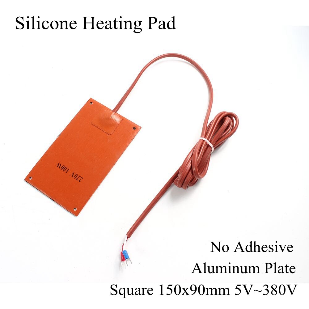 150 mm x 90mm 5v 12v 24v siliconen verwarmingsmat, elektrische siliconenrubber verwarmingsmat, verwarmde bedplaat, flexibel, waterdicht, 3d printer