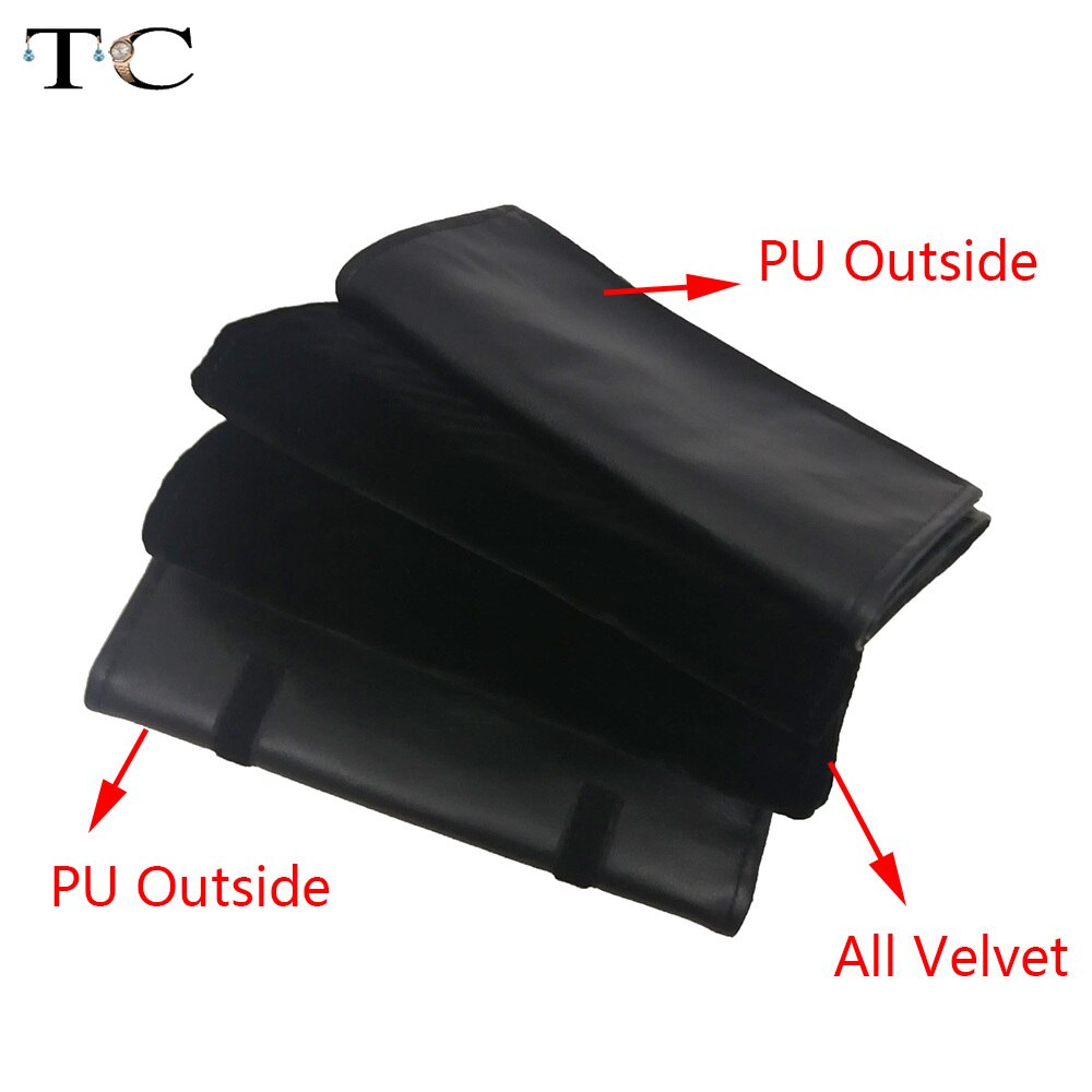 Black Velvet Jewelry Roll Bag for Jewellery Pendant Organizer Storage Bag Portable Necklace Display Cases