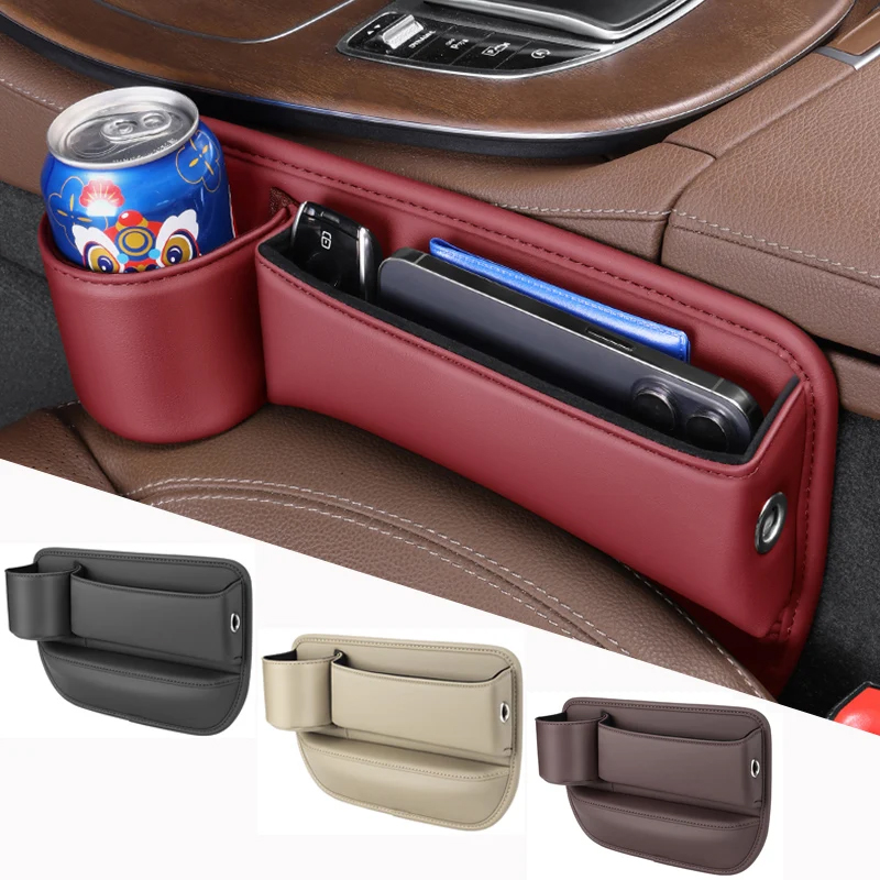 Leather Car Seat Sewn Gap Crevice Slot Storage Box Cup Holder For Alfa Romeo 4C 159 Spider Giulia Giulietta 156 Mito 147 8C Stel