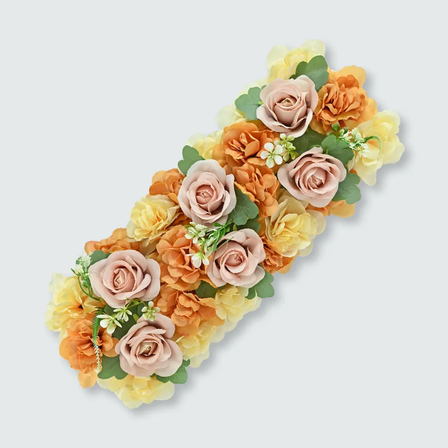 54X23Cm Kunstmatige Roos Streep Bloemstuk Bos Serie Decoratie Bruiloft Scène Scène Kunstmatige Roos Arrangement: Goud