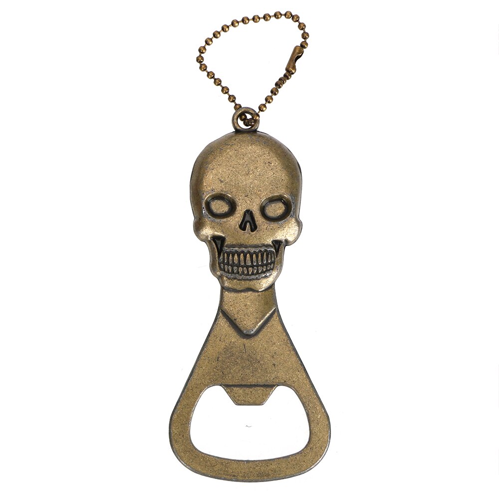 Abridor de esqueleto para cerveza, accesorios de cocina, abrebotellas de cobre Retro con cabeza de Calavera, llavero, utensilios de Bar: Bronze