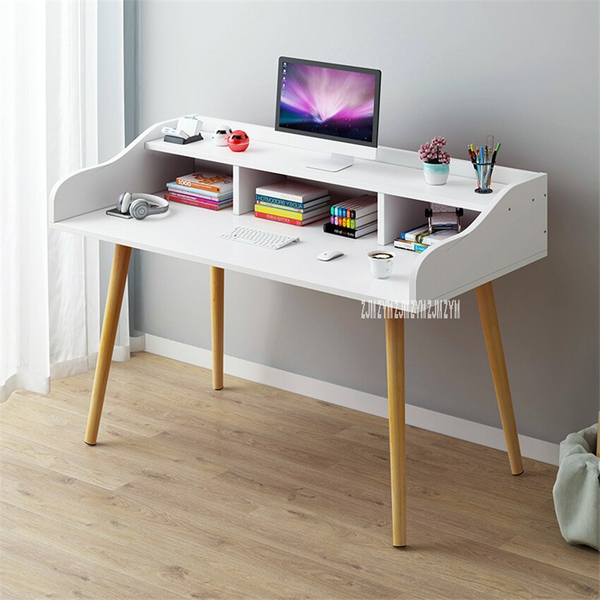 B2658 120cm Economic And Wood Simple Office Desk Double Layer Student Writing Laptop Desk Bedroom Modern Computer Desk