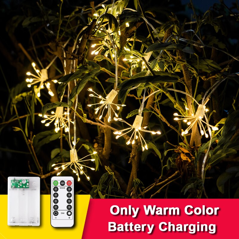 Solar LED Light Outdoor Garden Decoration String Lamp Solar Flower Lamps Garland Wedding Decor Fairy Lights For Garden: Warm Battery / 10 flowers 200leds
