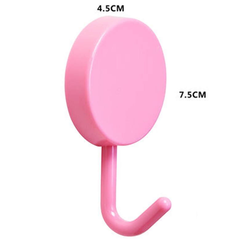 Belle circulaire sans trace réfrigérateur Crochet clé mur Crochet support amovible cuisine crochets décor porte-clés fort adhésif mur Crochet: large pink 2pcs