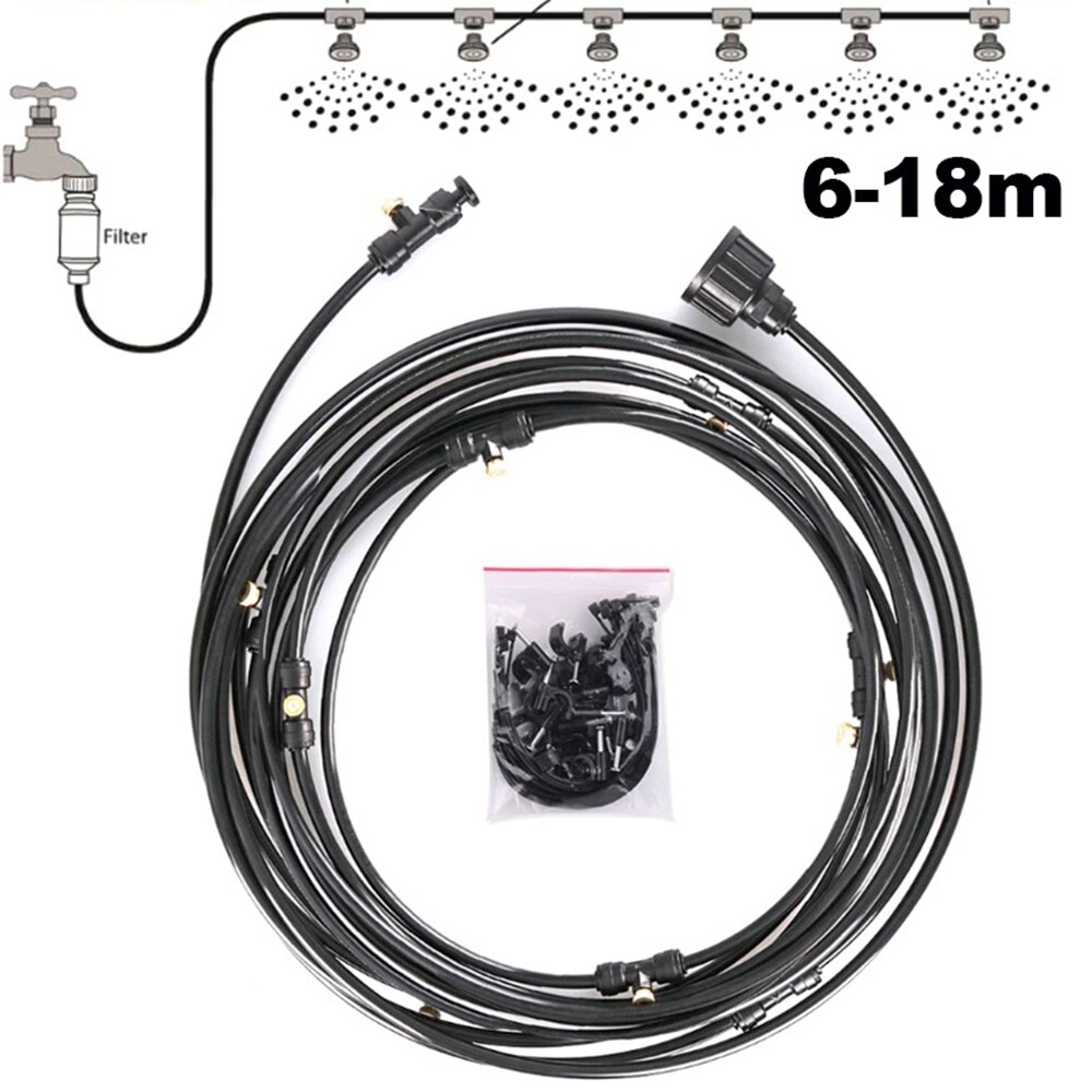 Tuin Spray 6M 9M 12M 15M 18M Irrigatie Sproeier Wit Gazon Patio Kas Zwarte Tuin tool Koelsysteem Kit