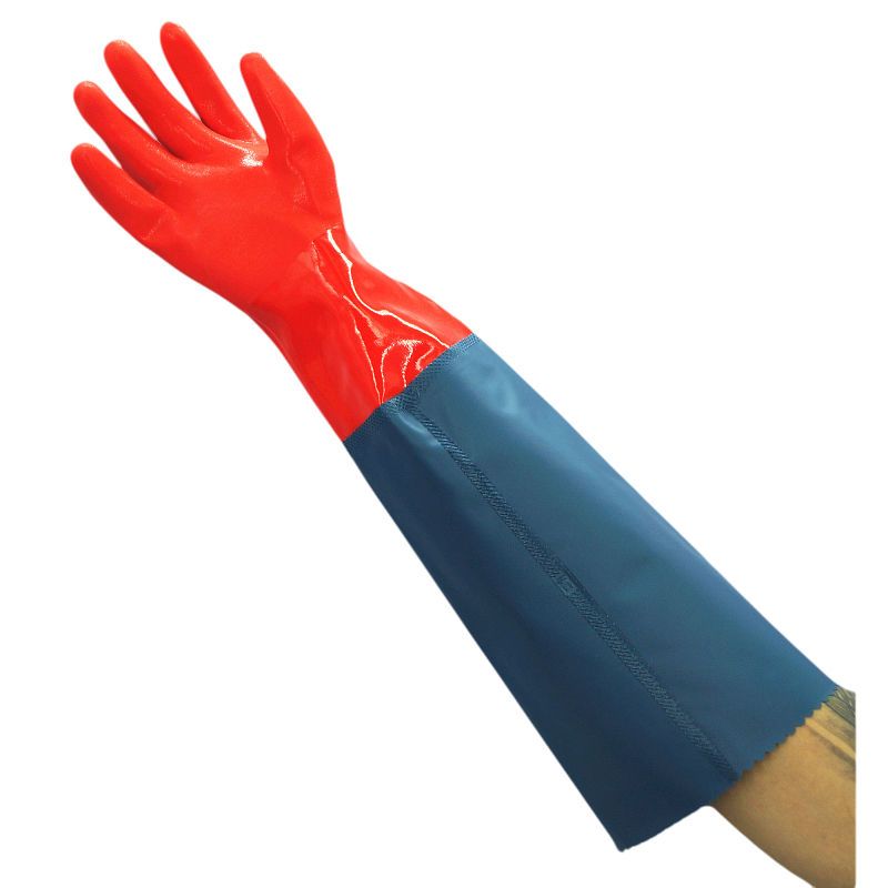 Guanti impermeabili allungati e ispessiti antiscivolo resistenti tutto'usura guanti di protezione del lavoro resistenti tutto'olio per l'industria acquatica: Kaki scuro