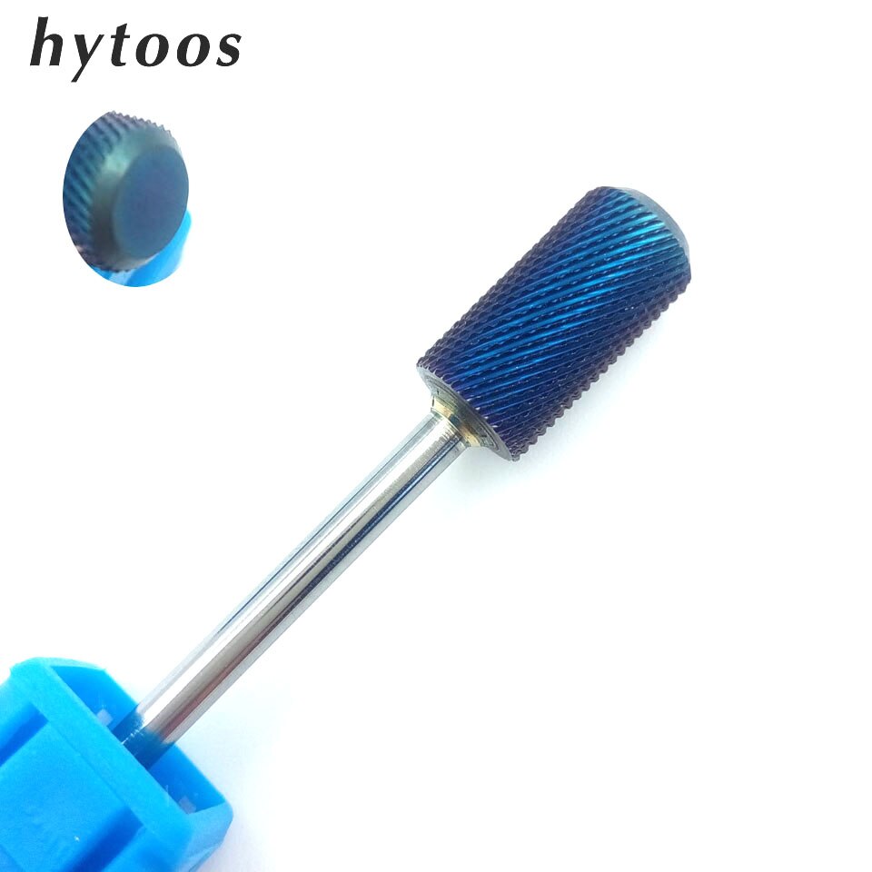 Hytoos Platte Top Blauwe Wolfraam Carbide Nail Drill Bit 3/32 "Rotary Frees Manicure Bits Boor Accessoires Nail Gereedschap