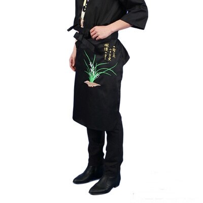 Japanese sushi restaurant brief paragraph aprons Korean restaurant waiter Japanese chef working men and women embroidery apron: Blue