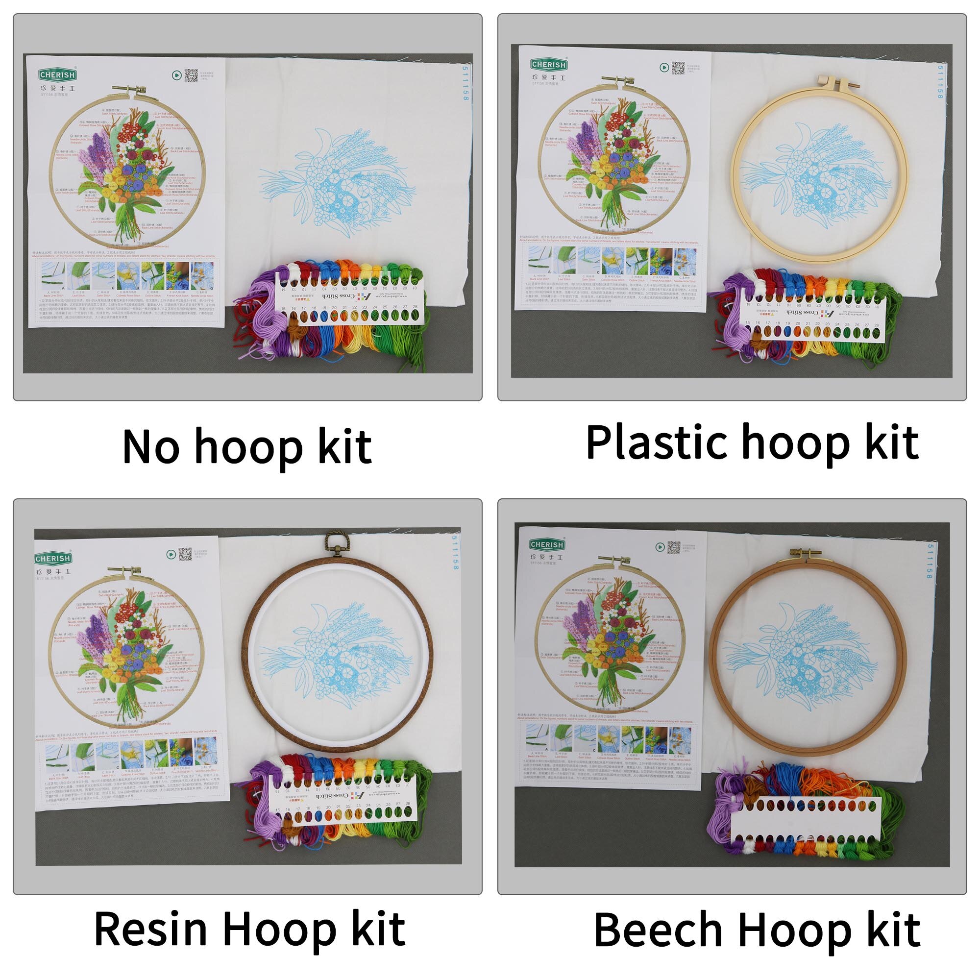 Flower Printed Embroidery Kit for Beginner Needlework Cross Stitch Set Handmade Sewing Art Wall Embroidery Painting Home Decor