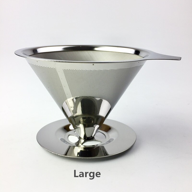 Rustfritt stål kaffefilterholder gjenbrukbare kaffefiltre drypper  v60 drypp kaffekurver: Stor vf -403t