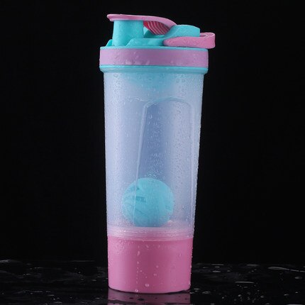 Protein Shaker Bottle Girls Women Sport Water Bottle Gym Fitness Hiking Drink Outdoor Travel Cup: Light Grey