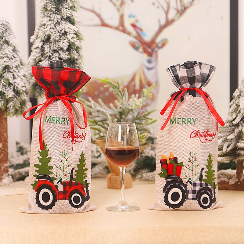 År jultomten snögubbe vinflaska lock noel juldekoration för hem middag dekor julgran prydnad