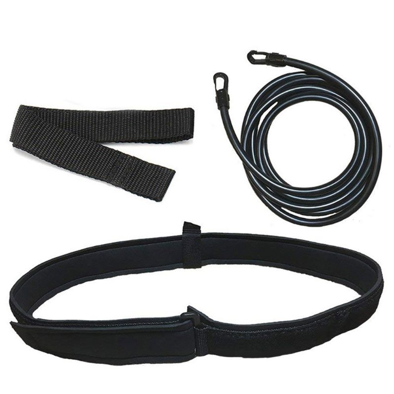 Verstelbare Swim Bungee Training Weerstand Riem Zwemmen Sporter Tether Taille Riem Bungee Cord Loop Met Opslag Netje Set: 9FF501055-BK