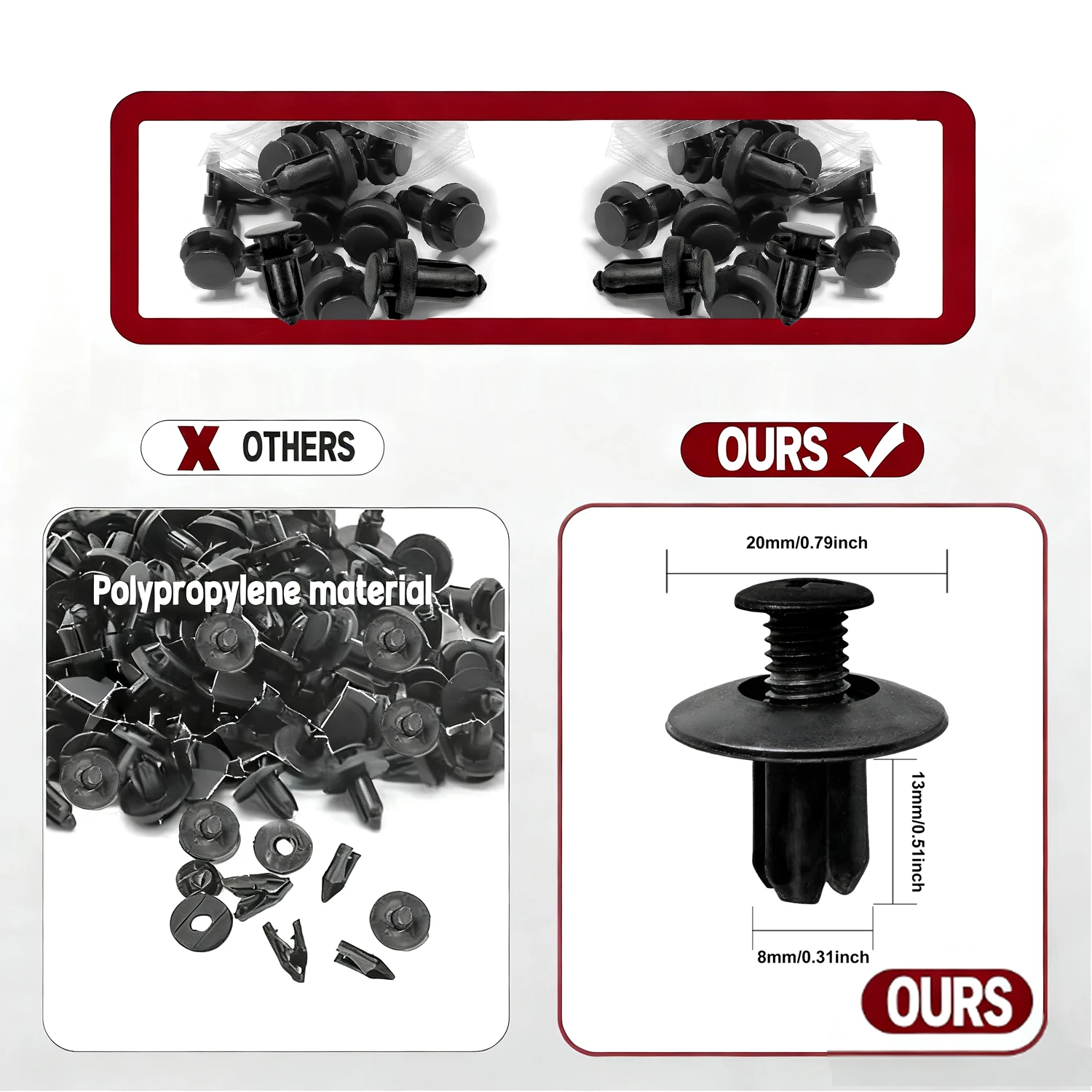 20/100 stuks 6-10mm- gats plastic klinknagels bevestigingsclip zwart auto deurpaneel bevestigingsclip autoaccessoire