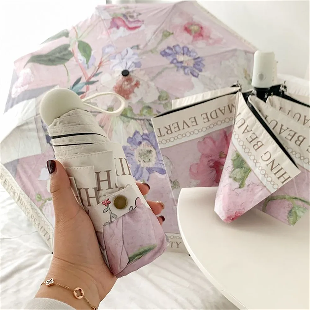 Luksus blomsterparaply regn kvinner menn sammenleggbar uv solrik regnfull solskjerm paraply solkrem uv-beskyttelse sammenleggbar jenteparasoll