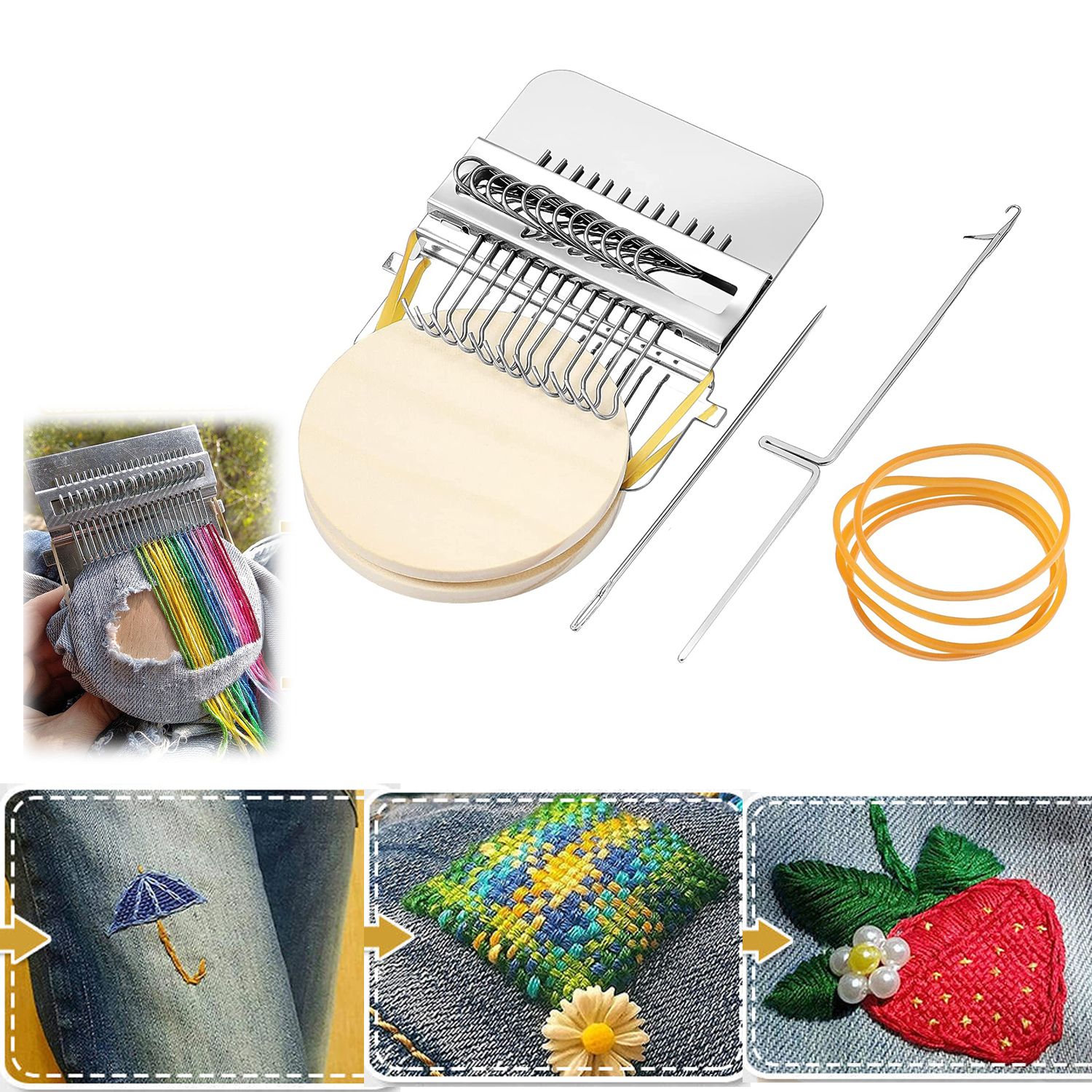 Weaving Darning Mini Loom Machine Wooden Loom Knitting Machine Home Fun Repair Holes Loom Manual DIY Weaving Art Darning Tools