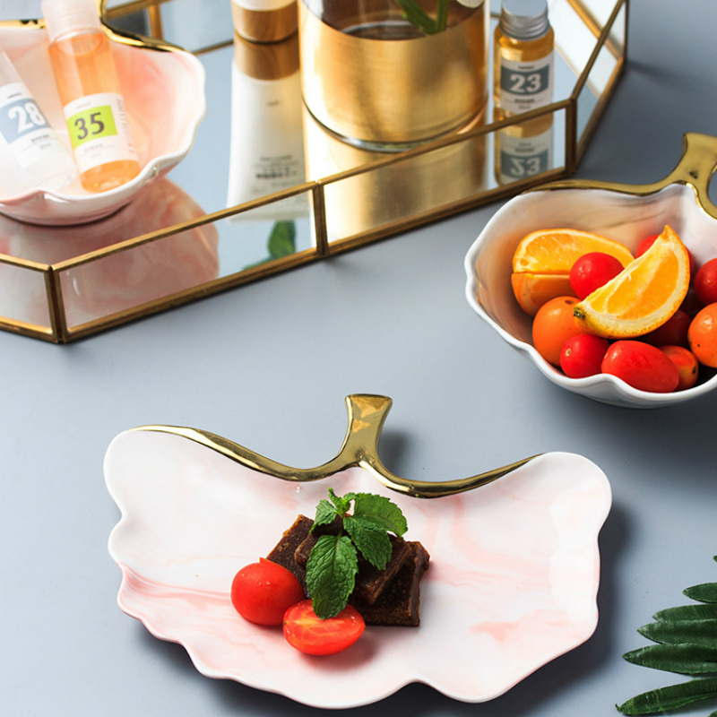 Eenvoudige Gloden Marmer Keramische Schotel Soep Rijstkom Salade Sieraden Opbergvak Decoratieve Servies YHJ021104