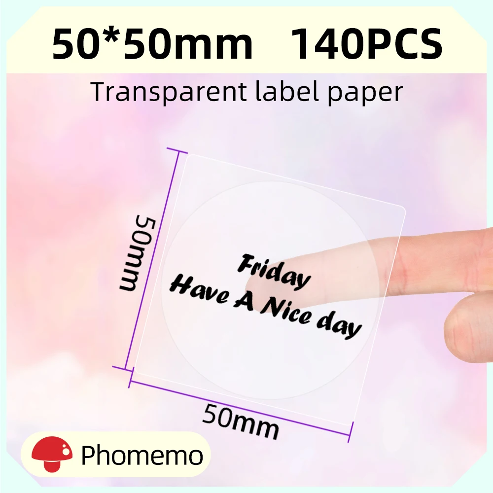 Phomemo Clear Transparent Square Round Labels Paper for Phomemo M110 M220 M221 Printer Thermal Sticker Printable Paper 40x30mm: LC