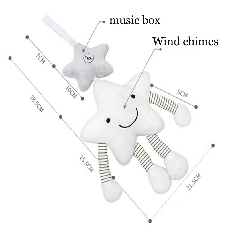 Wind Chime Hanging Singing Stroller Baby Bed Hanging Rattle White Star Music Bed Hanging Bed Bell Accompany Toy For Newborn