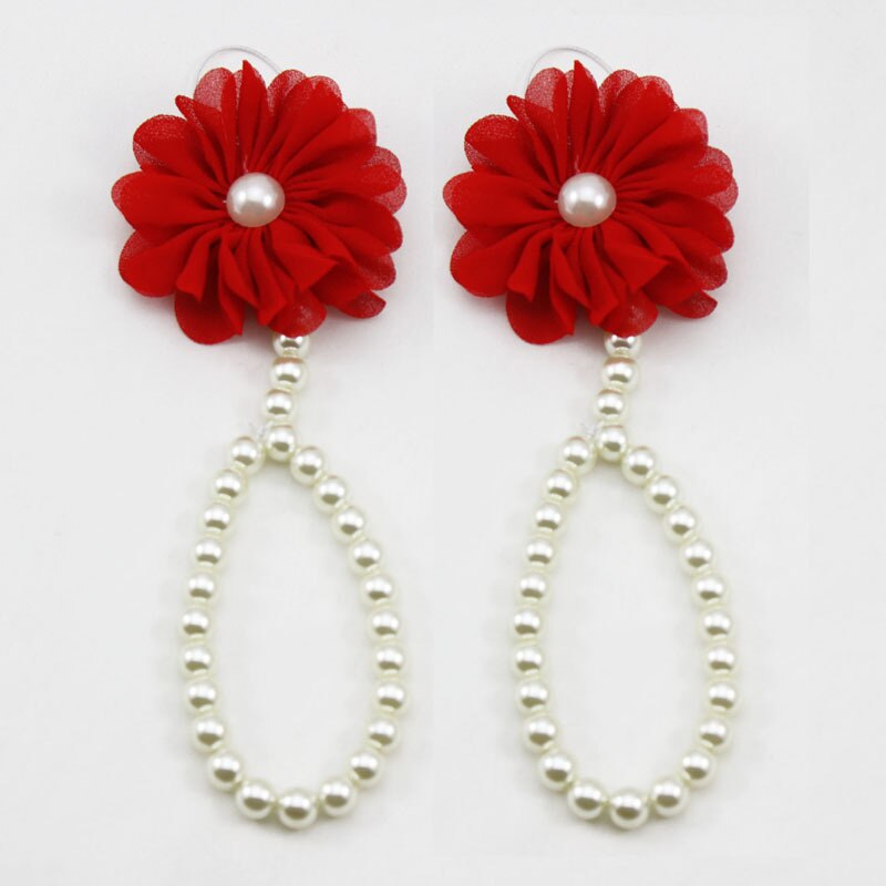 Bracelets de cheville en perles pour bébé fille, Style chaîne de chaussures, pied coloré avec accessoires, bijoux à la: Rouge
