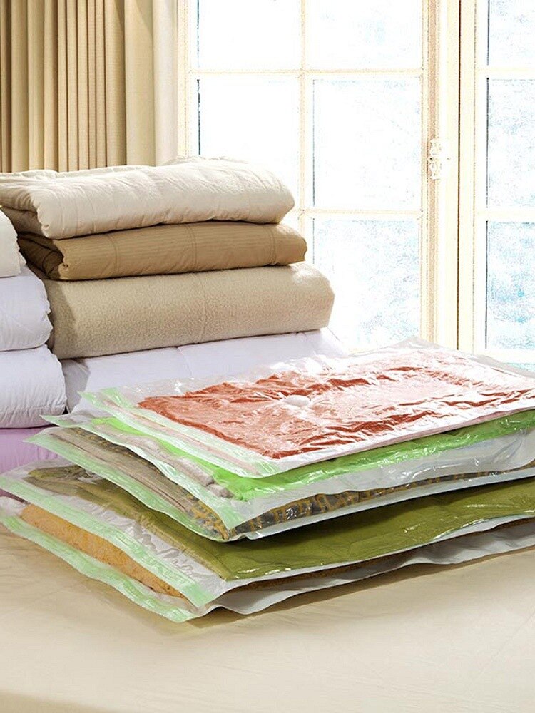 Vacuum Bag Transparent Border Foldable Extra Large Compressed Organizer Storage Bag Saving Space Seal Bags Free