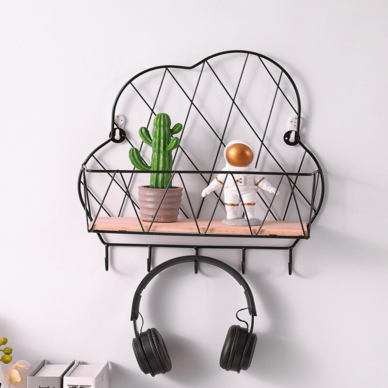 Nordic Iron Veranda Sleutel Opslag Decoratie Plank Muur Geperforeerde Muur Ornamenten Hanger Ornamenten Opbergrek