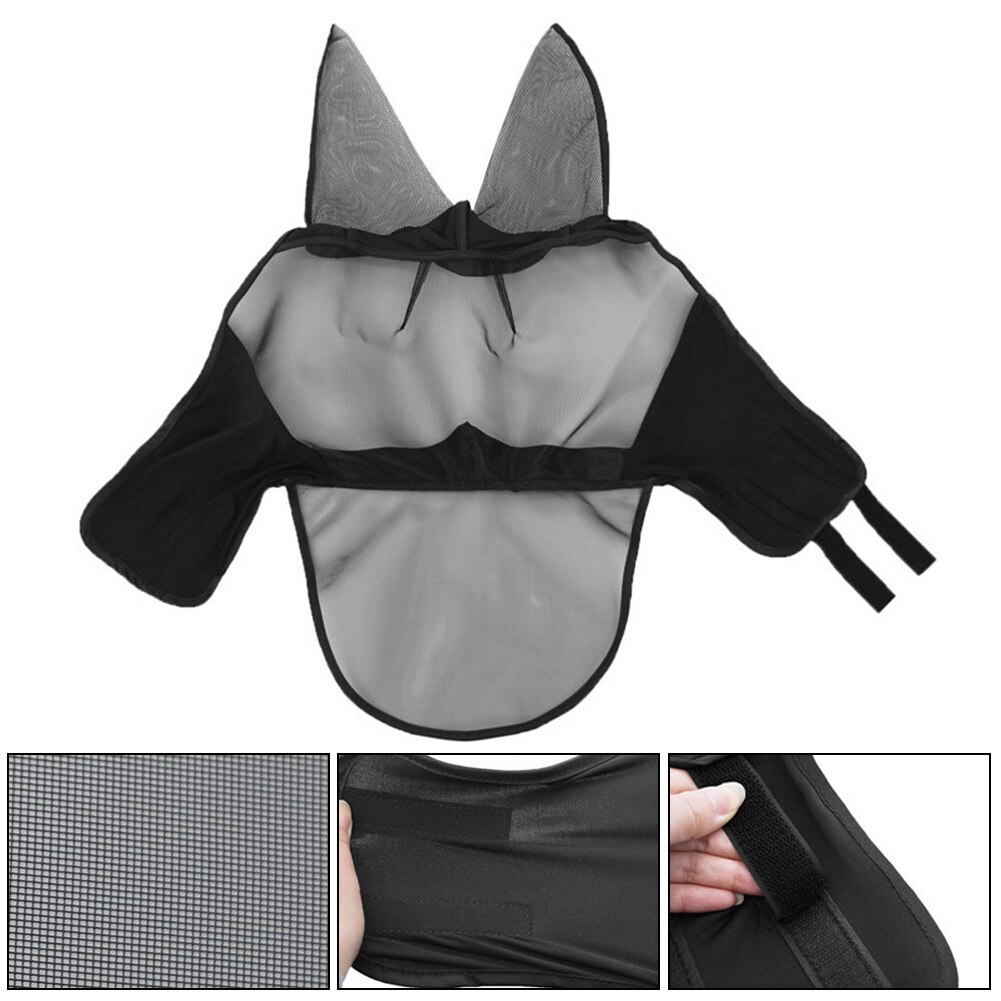 Volledig gezichtsmasker voor paarden, bescherming tegen vliegen, oog, neus, oor, ademend, veilig voor in de weide, anti-muggen, zomer, verstelbaar  l0706