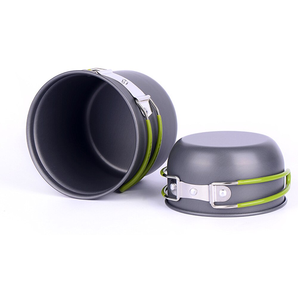 Aluminum Alloy Outdoor Tableware Foldable Camping Cookware Set with Pot Pan for Hiking Picnic Backpacking 1-2 persons Utensils