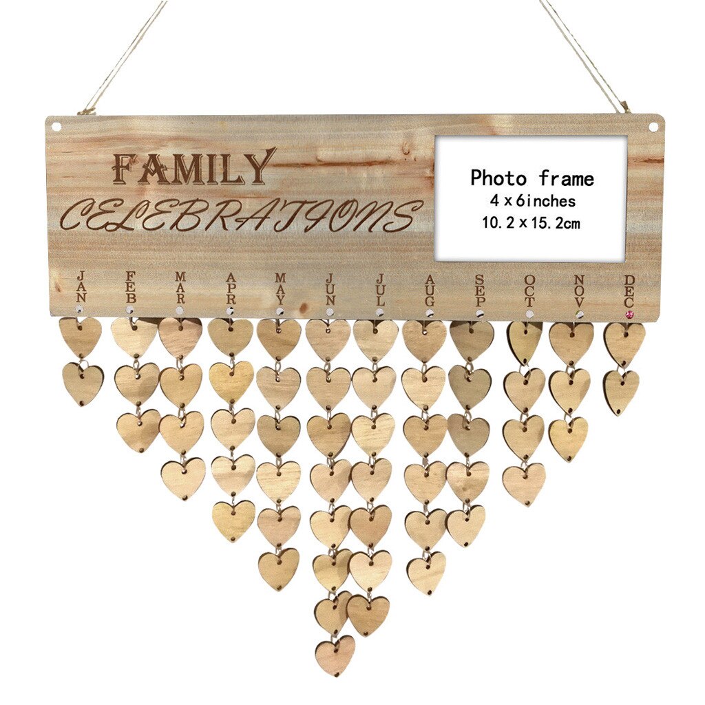 Wood Birthday Reminder Board Birch Ply Plaque Sign DIY Calendar Accessories Hook Special Dates Planner Board Hanging Decor: A
