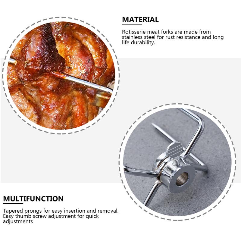 Stainless Steel Grill Rotisserie Meat Forks Barbecue Charcoal Chicken Grill Roasting Fork Beef Kebab Skewer Kitchen BBQ Tools