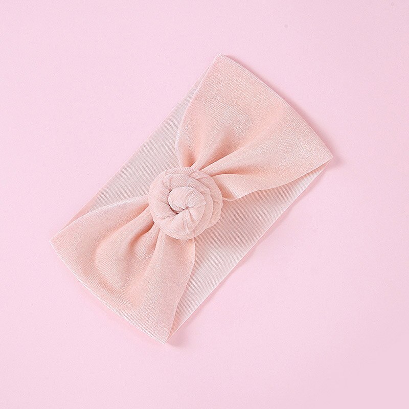 Baby Velvet Turban India Knot Baby Girl Headbands Headwraps Solid Color Toddler Kids Elastic Hair Bands Accessories: Light pink