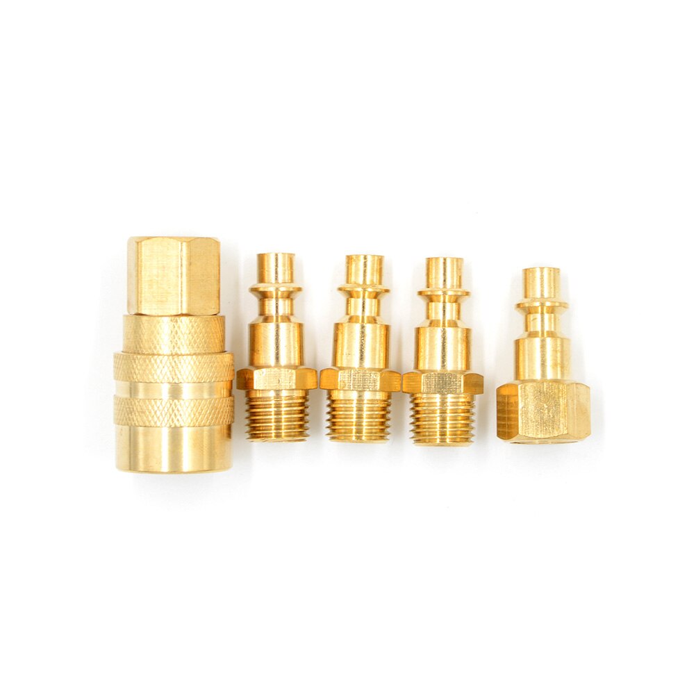 5Pcs/set Solid Air Hose Connector Fittings Quick Coupler set 1/4" NPT Tools Quick Coupler set